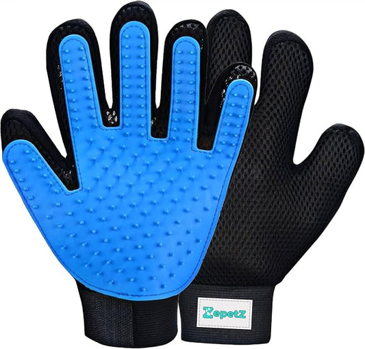 Pet Hair Remover Glove – Blue, Reusable Grooming Glove by ZepetZ