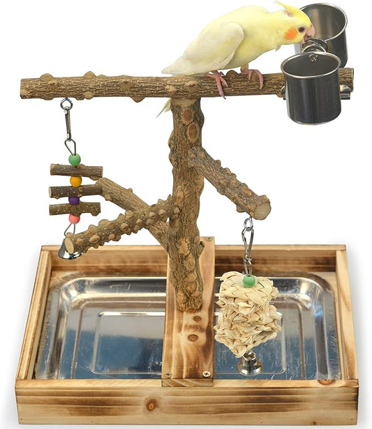 Natural Wood Bird Toys Playground, Bird Cage Accessories, Bird Perches by LiMio