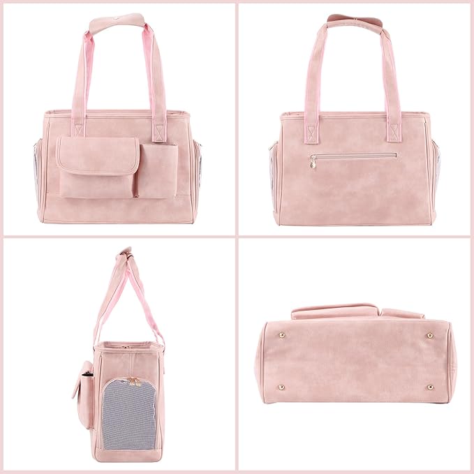Dog Carrier Purse, Fashion Leather Pet Carrier Bag, Airline Approved Soft Sided - Image 4