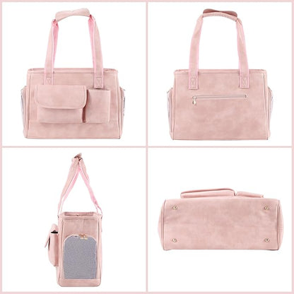 Dog Carrier Purse, Fashion Leather Pet Carrier Bag, Airline Approved Soft Sided - Image 4