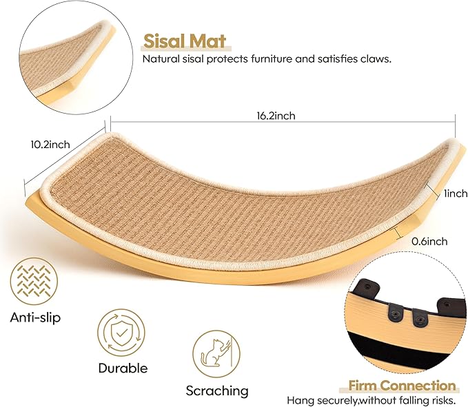 Cat Wall Shelves Set with Sisal Cats Stairs, 4 Piece Wooden Climbing Furniture - Image 3