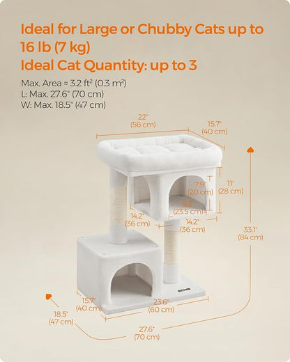 Feandrea Cat Tree, 33.1-Inch Cat Tower, Plush Condo - Image 6