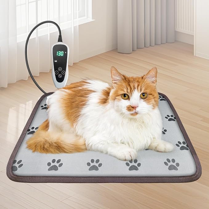 Cat Heating Pad 18x18 in with Smart Thermostat Switch and Power Line Protection by Afullrangeofservicesforyourpet