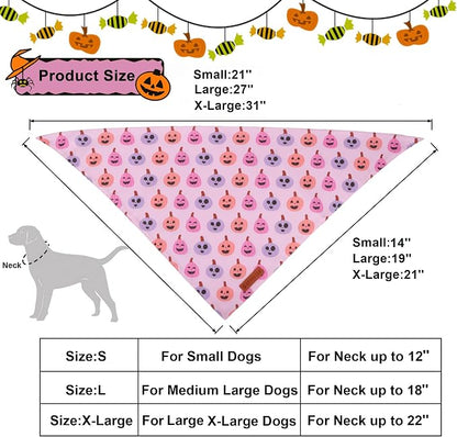 ADOGGYGO Pink Halloween Dog Bandanas 2 Pack, Reversible Ghost Pumpkin Scarf Bib - Image 4
