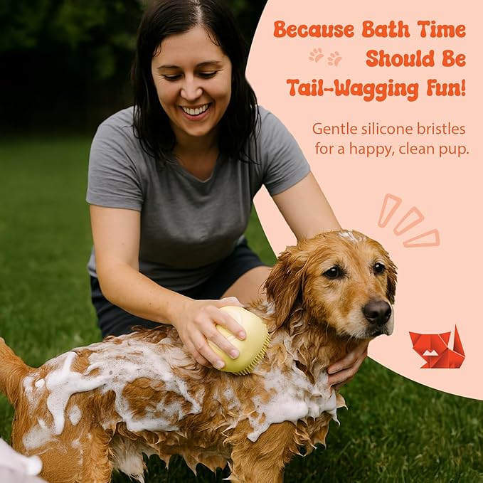 HamInWay Dog Bath Brush, 2-in-1 Dog Grooming Brush - Image 3