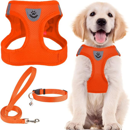 PUPTECK Adjustable Dog Harness Collar and Leash Set Step in No Pull Pet Harness by PUPTECK