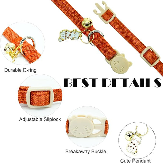 Elegant little tail 2 Pack Cat Collar- Halloween Orange&Purple Linnet Cat - Image 2