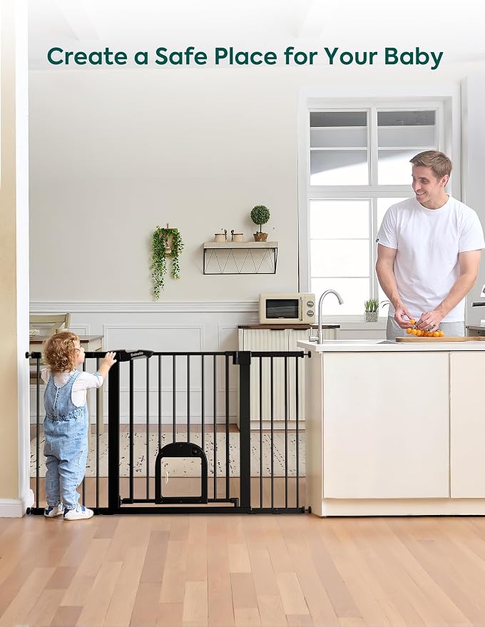 Babelio Baby Gate with Cat Door, CatPrivilege Ⅲ, Extra Wide 29-55" Cat Gate - Image 6