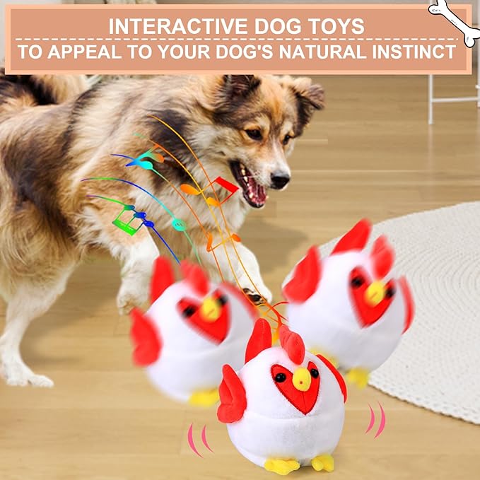 BABORUI Interactive Dog Toys Rooster, Jumping Squeaky Dog Toys - Image 2