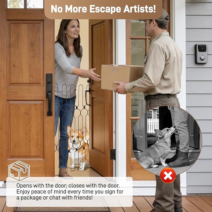 Retractable Dog Gate for Front Door 35.4" Wide 30.7" Tall Automatic Retractable - Image 2