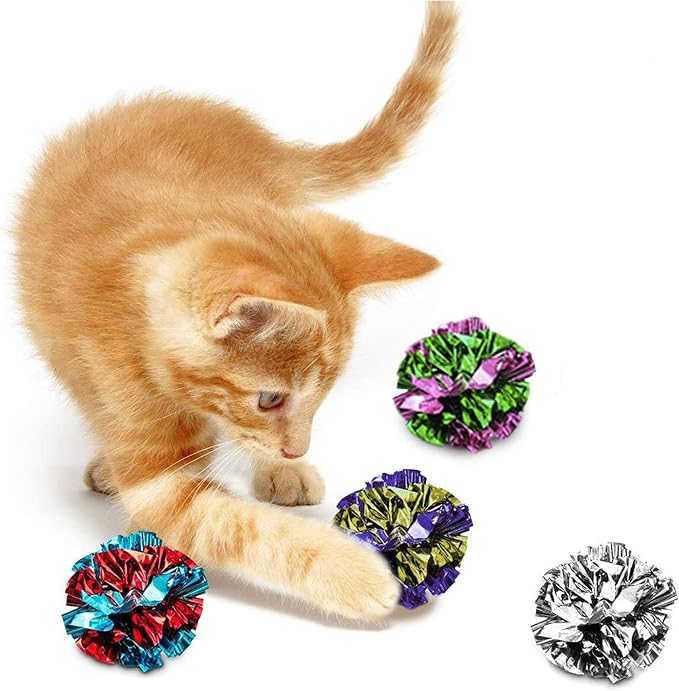 SunGrow 12 Pack Cat Crinkle Balls - Image 2