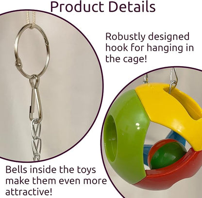 SIMENA Parrot Ball Toy with Bell, Cage Hanging Accessories - Image 5