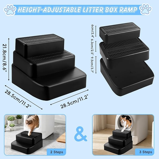 Adjustable 3 Steps Litter Box Ramp, Litter Box Step - Image 2