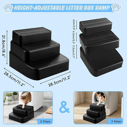 Adjustable 3 Steps Litter Box Ramp, Litter Box Step - Image 2