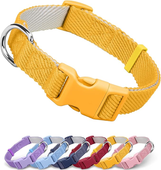 Dynmeow Soft and Breathable Cotton Dog Collar, Durable Adjustable Pet Collar by Dynmeow