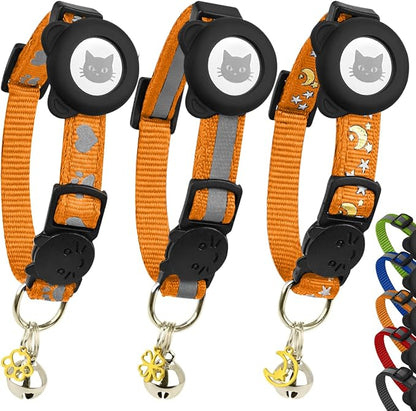 Cat Collar with AirTag Holders, Reflective Breakaway Safety Collars, Bells and by BemixPets