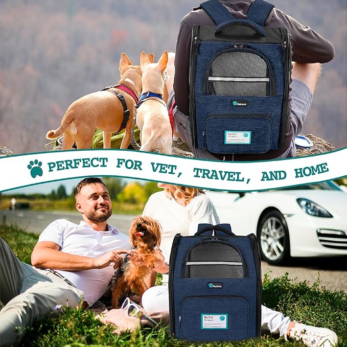 PetAmi Dog Backpack Carrier for Small Large Cat, Ventilated Pet Hiking Backpack - Image 7