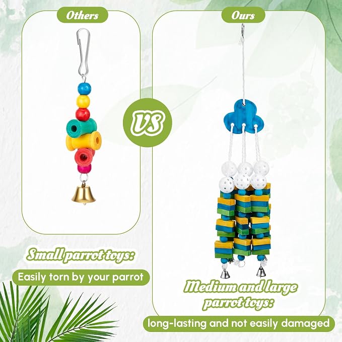 3 Pcs Extra Large Bird Parrot Toy Multicolored Natural Wooden Parrot Cage - Image 7