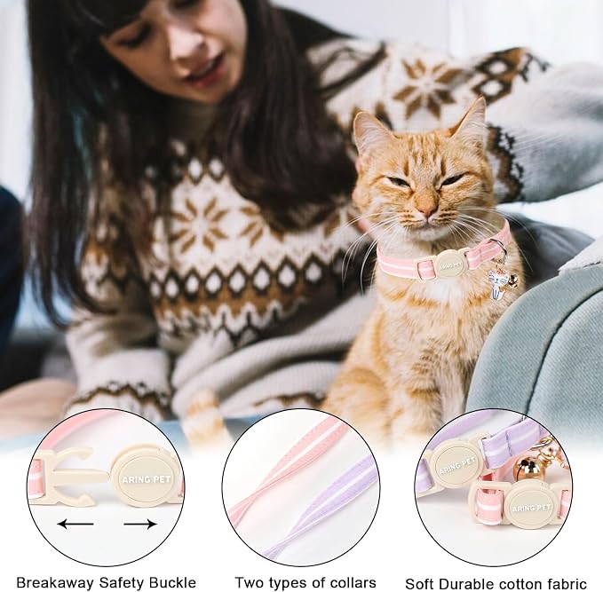 ARING PET 2 Pack Cat Collar-Cute Cotton Cat Collar - Image 2