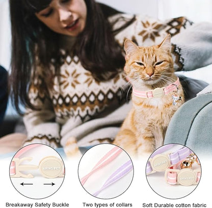 ARING PET 2 Pack Cat Collar-Cute Cotton Cat Collar - Image 2