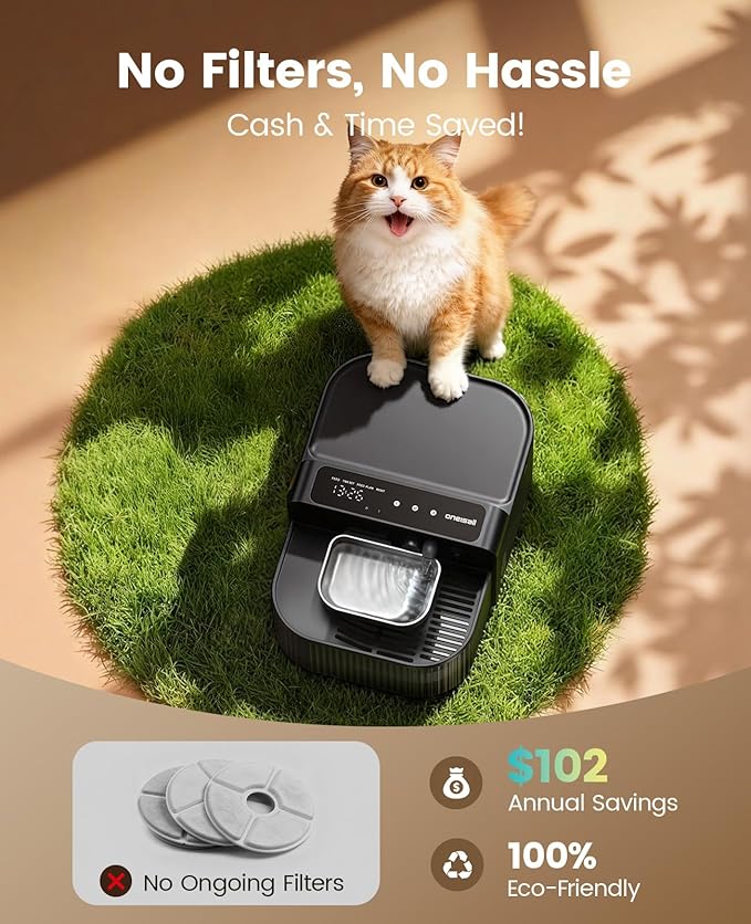oneisall Wireless Filterless Cat Water Fountain, Separate Clean and Dirty Water - Image 5
