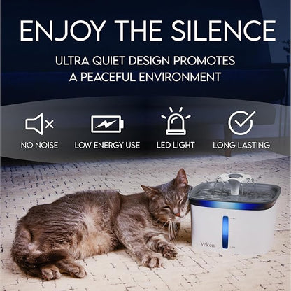 Veken Innovation Award Winner 95oz/2.8L Pet Fountain, Automatic Cat Water - Image 6