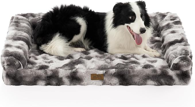 Faux Fur Orthopedic Dog Bed, Large Dog Bed, Supportive Foam Pet Sofa by COZYKISS