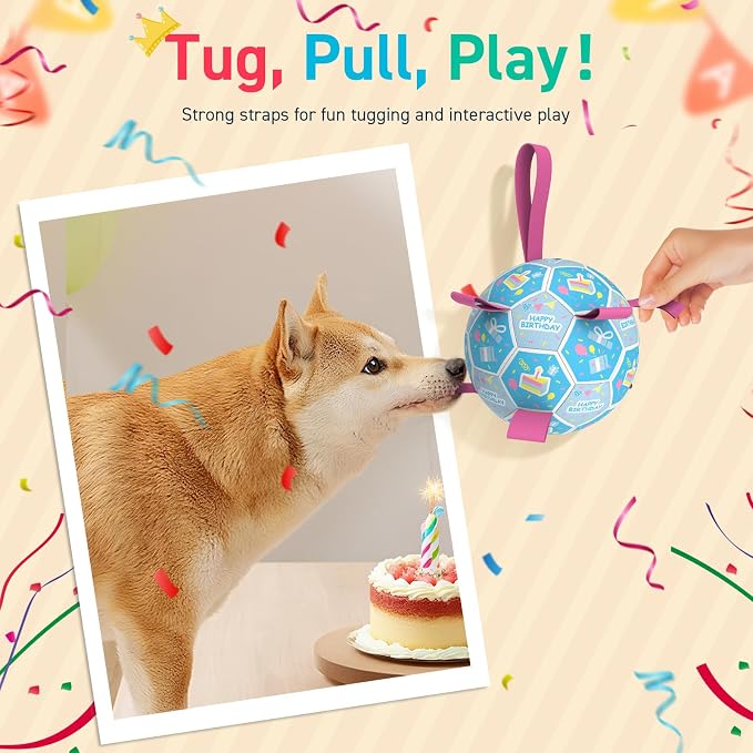 QDAN Dog Birthday Toys, Soccer Ball - Image 3