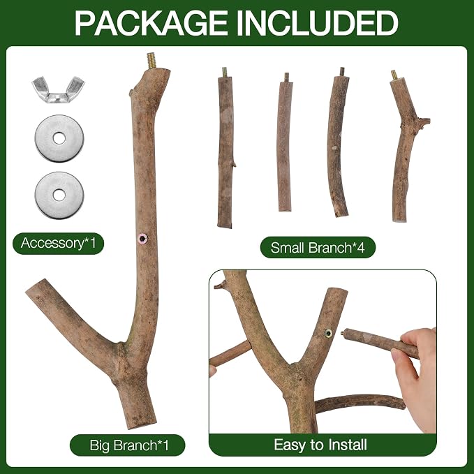 Bird Perch Stand, Natural Vitex Negundo Wood Parrot Perch Bird Cage Branch Perch - Image 6