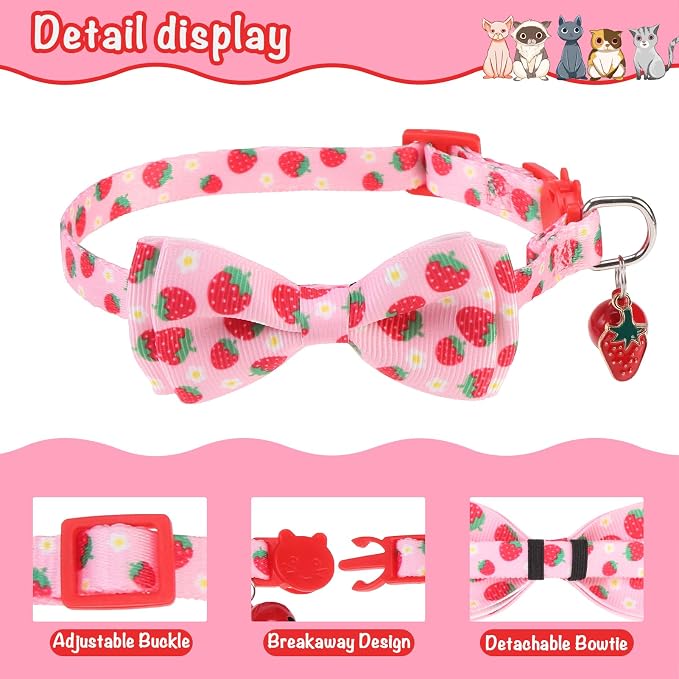 Breakaway Cat Collar with Removable Bow Tie and Bell, Cute Multi-Style Patterns - Image 4