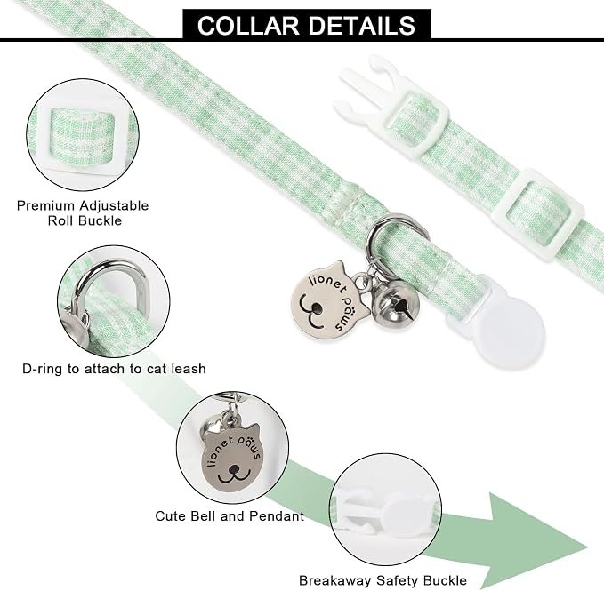 Lionet Paws 2pcs Pack Cotton Cat Collar, Breakaway Buckle - Image 3
