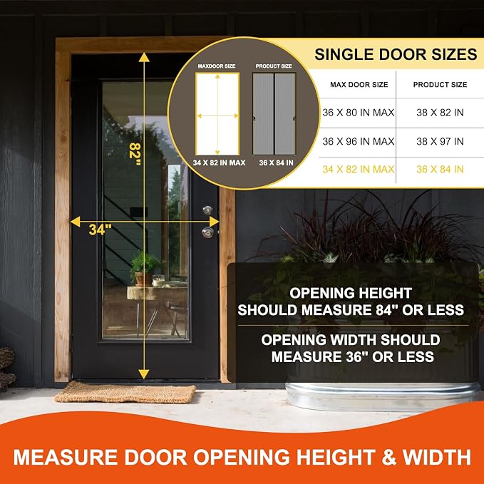 Fiberglass Magnetic Screen Door Fit Door Size 34 x 82 in- Heavy Duty Fiberglass - Image 2