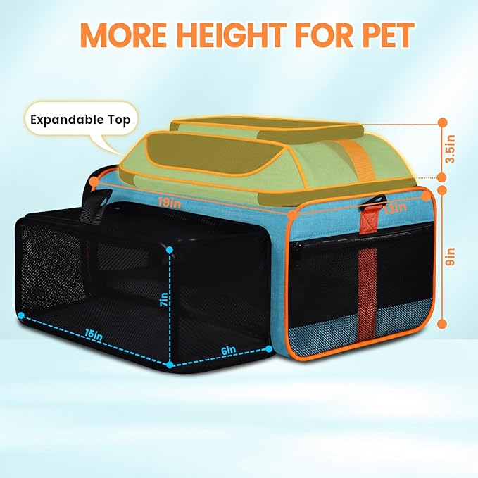 Petskd Top and Side Expandable Pet Carrier 19x13x9 Inches Southwest Allegiant - Image 3