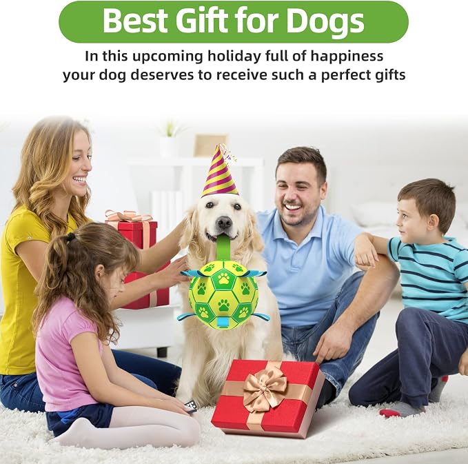 QDAN Dog Toys Soccer Ball, Dog Tug Toy, Water Toy, Durable Balls - Image 2