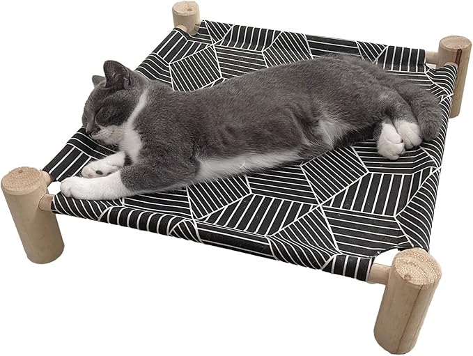 Pozico Cat/Dog Bed Hammock Cat Bed, Wooden Dog Elevated Indoor Outdoor Beds - Image 4