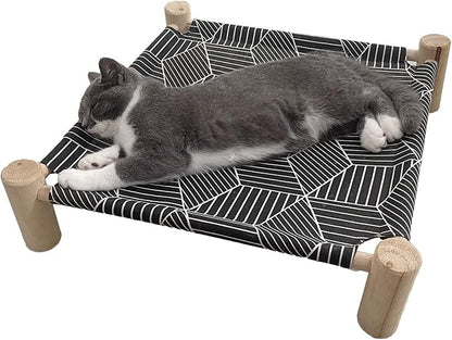 Pozico Cat/Dog Bed Hammock Cat Bed, Wooden Dog Elevated Indoor Outdoor Beds - Image 4