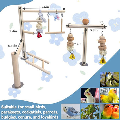 PINVNBY Bird Playground Parrot Play Gym Parakeet Cage Play Stand Wooden Perches - Image 3
