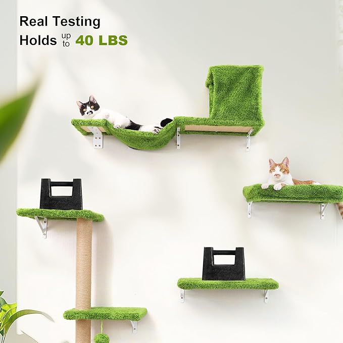FUKUMARU Cat Wall Shelves, Stable & Safe 4 in 1 Cat Furniture Set, Wooden - Image 4