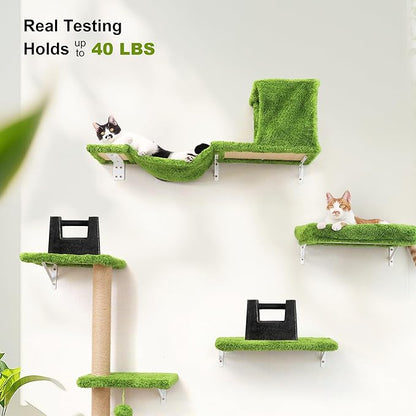 FUKUMARU Cat Wall Shelves, Stable & Safe 4 in 1 Cat Furniture Set, Wooden - Image 4