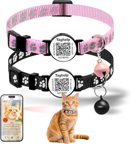 Peace of Mind Cat Collar 2-Pack: QR Code Tag by Taghelp