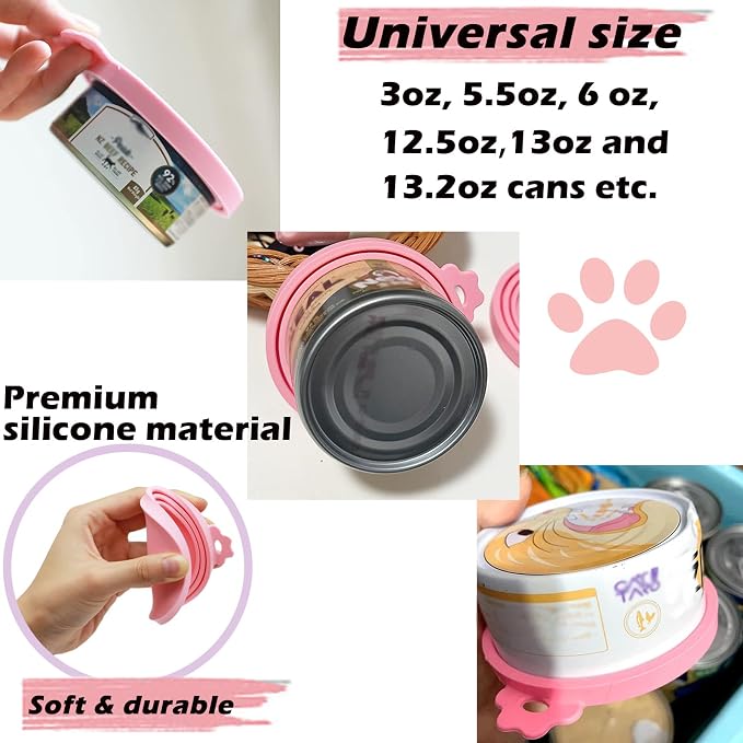 3 Pcs Pet Food Can Lids & One Can Spoon | Cute Paw Shape Opener Spatula Cat Wet - Image 4