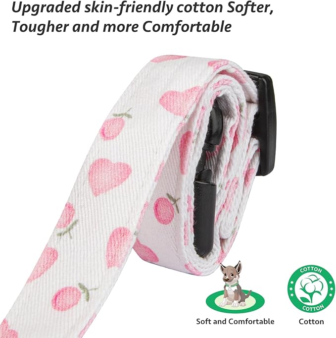 Cotton Handmade Dog Collar Cute and Distinctive Patterns White and Pink Love - Image 4