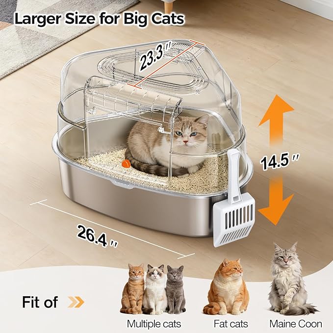 XL Stainless Steel Corner Cat Litter Box - Image 5
