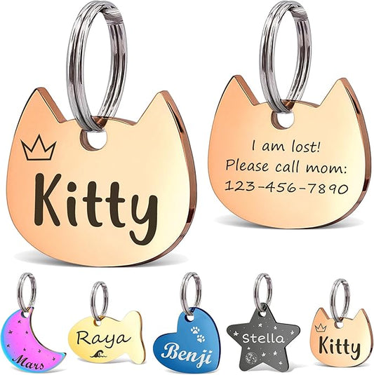 Anavia Small Size Dog Cat ID Tags, Small/XS Personalized Color Plated Stainless by Anavia