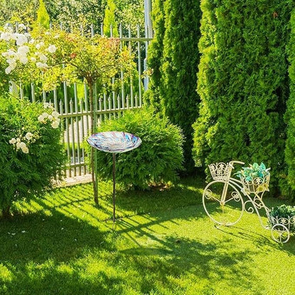 VCUTEKA Glass Bird Bath Outdoor BirdBath Garden Bird Feeder - Image 8