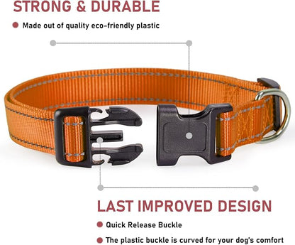 Reflective Dog Collar with Buckle Adjustable Safety Nylon Collars - Image 2