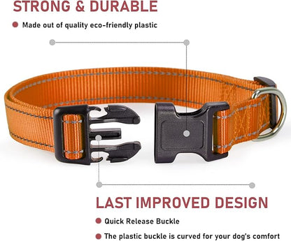 Reflective Dog Collar with Buckle Adjustable Safety Nylon Collars - Image 2