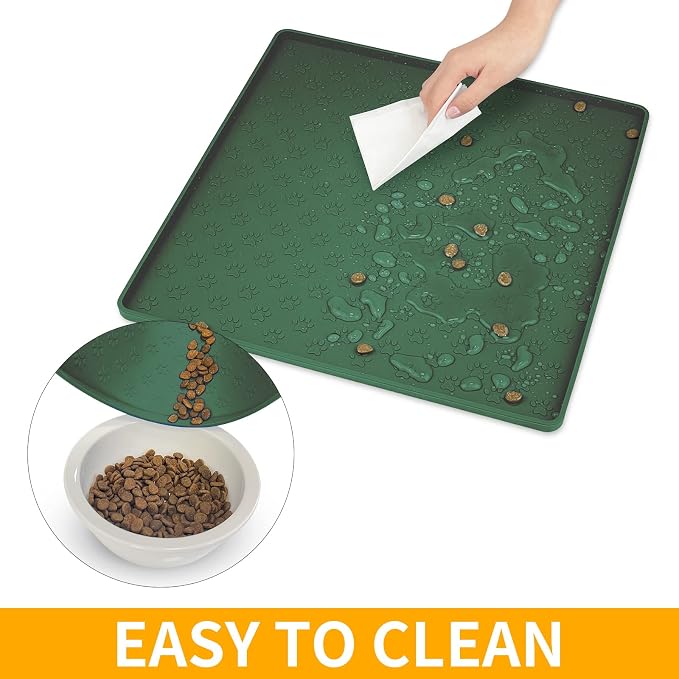 Ptlom Pet Placemat for Dog and Cat, Waterproof Silicone Pet Feeding Bowl Mats - Image 7