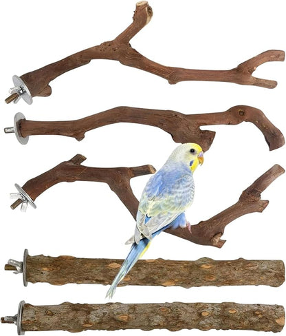 5 PCS Wood Bird Perches, Natural Grape Wood Branches by Homaisson