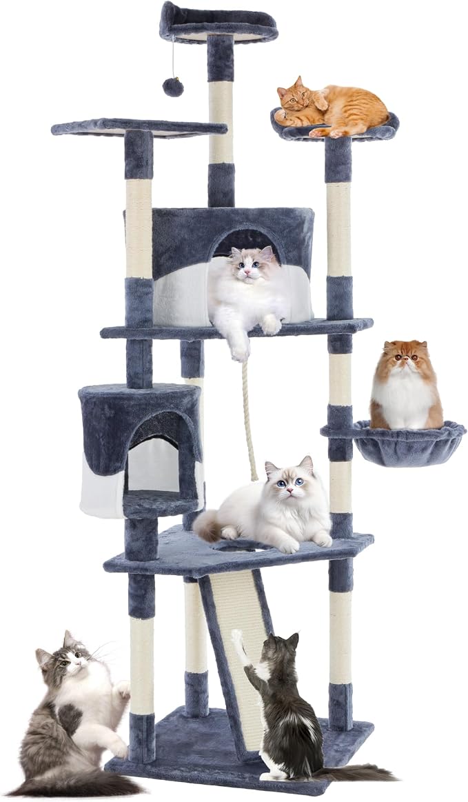 Sweetcrispy 79 inch Cat Tree Tower, Large Multi Level Cats Climbing Tower by Sweetcrispy